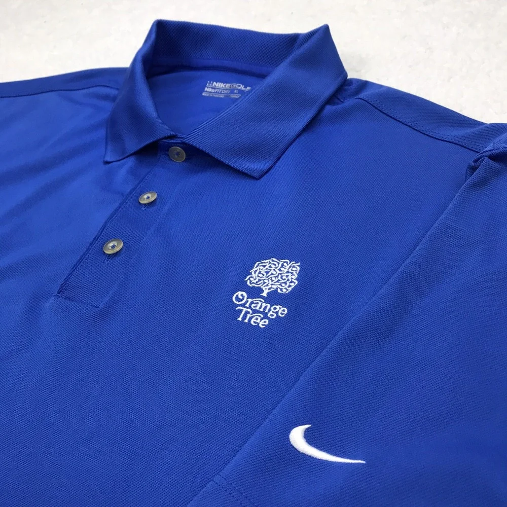 Orange Tree Golf Nike Fit Dry Polo Shirt Mens XL Blue Embroidered Logo Casual AR